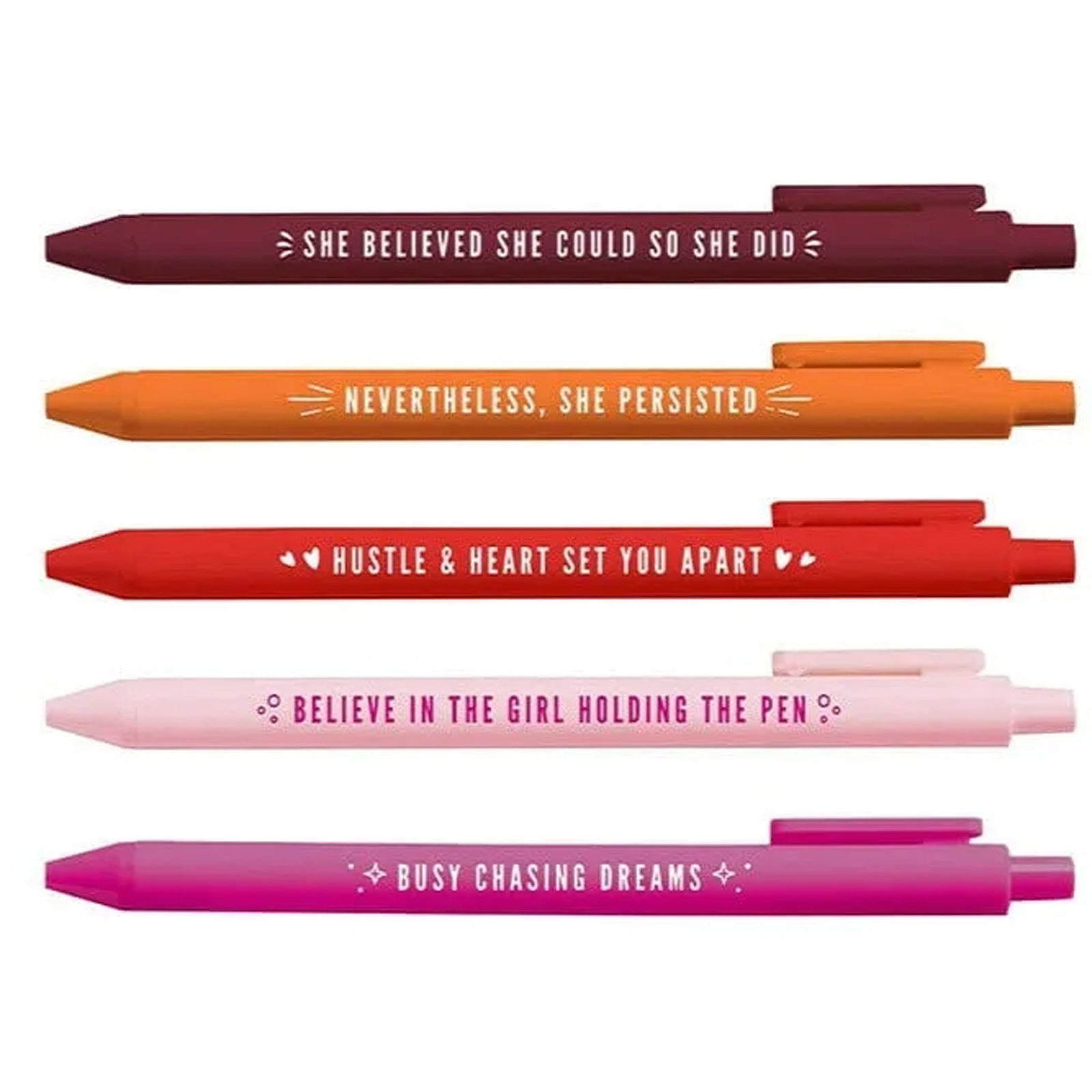 Wholesale Pens of 5 Plastic Rainbow Pens/set Women's Power Inspirational Pen